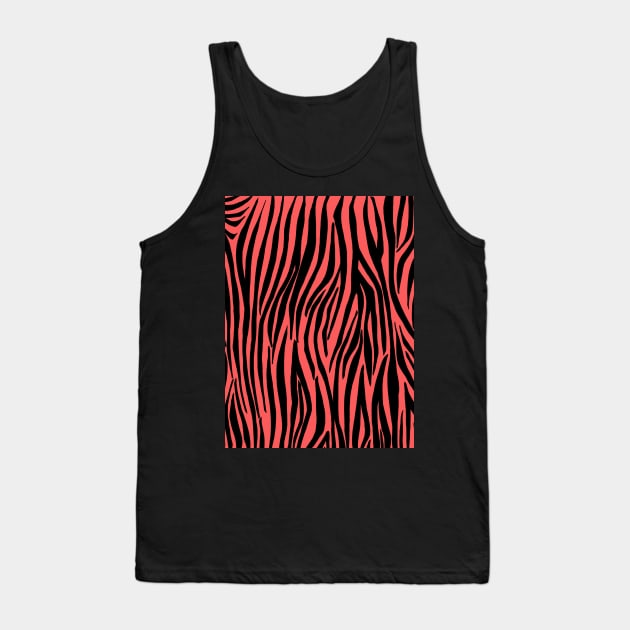 Zebra Stripes Print in z black and Coral Orange Tank Top by OneThreeSix